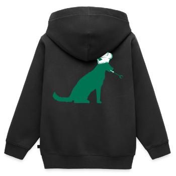 Chien Grill Master Grilling Chef Chapeau, Chef Hunger - Sweat Premium à capuche zippé enfant bio - noir - Dos - AI Model Kid Male (0cm)