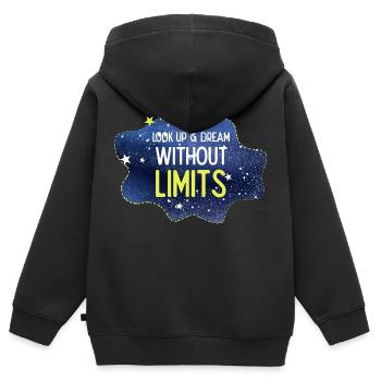 Schauen Sie nach oben und träumen Sie ohne Grenzen - Kinder Premium Organic Zip Hoodie - Schwarz - Hinten - AI Model Kid Male (0cm)