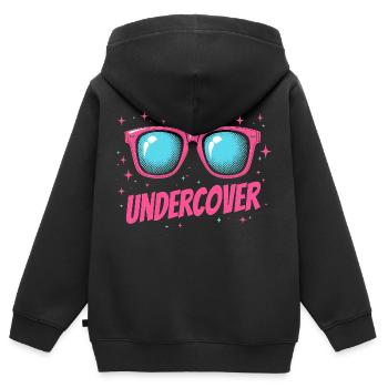 Discours d’infiltration - Costume drôle avec Sun Bril - Sweat Premium à capuche zippé enfant bio - noir - Dos - AI Model Kid Male (0cm)