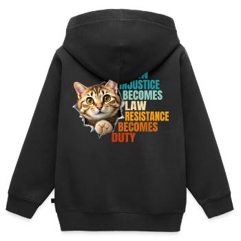 Wenn Ungerechtigkeit zum Gesetz wird, wird Widerstand zur Pflicht - Kinder Premium Organic Zip Hoodie - Schwarz - Hinten - AI Model Kid Male (0cm)