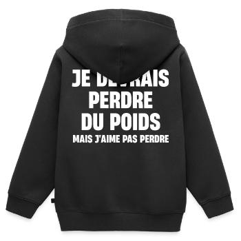 Je devrais perdre du poids mais j'aime pas perder - Sweat Premium à capuche zippé enfant bio - noir - Dos - AI Model Kid Male (0cm)
