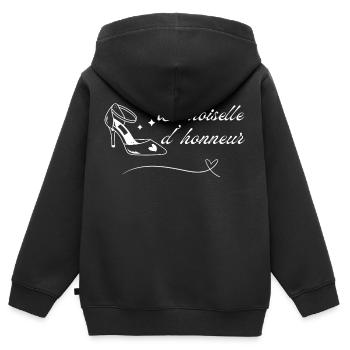 Demoiselle d’honneur - Sweat Premium à capuche zippé enfant bio - noir - Dos - AI Model Kid Male (0cm)