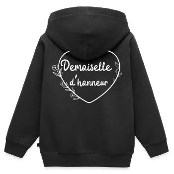 Brautjungfer Blumenherz - Kinder Premium Organic Zip Hoodie - Schwarz - Hinten - AI Model Kid Male (0cm)