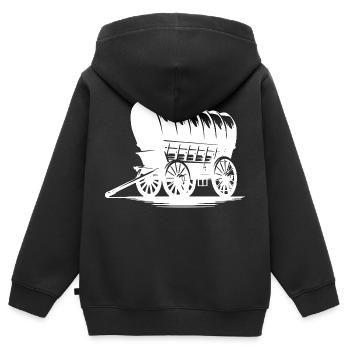 Chariot couvert de calèche - Sweat Premium à capuche zippé enfant bio - noir - Dos - AI Model Kid Male (0cm)