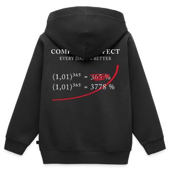 Compound Effect – Jeden Tag 1% besser - Kinder Premium Organic Zip Hoodie - Schwarz - Hinten - AI Model Kid Male (0cm)