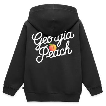 Georgia Peach Script - Kids Premium Organic Zip-up Hoodie - black - Back - AI Model Kid Male (0cm)