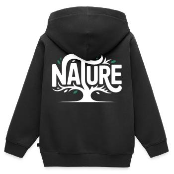 Natur - Coo Tree Logo - Kinder Premium Organic Zip Hoodie - Schwarz - Hinten - AI Model Kid Male (0cm)