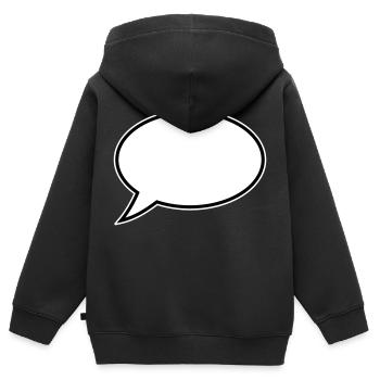 Conception de bulles de dialogue - Sweat Premium à capuche zippé enfant bio - noir - Dos - AI Model Kid Male (0cm)