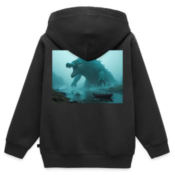 Afanc, keltisch-walisisches Seeungeheuer einer alten Legende - Kinder Premium Organic Zip Hoodie - Schwarz - Hinten - AI Model Kid Male (0cm)
