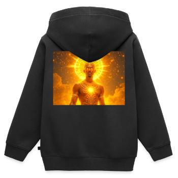 Olorun – Yoruba-Sonnengott, himmlische Gottheit des Lichts - Kinder Premium Organic Zip Hoodie - Schwarz - Hinten - AI Model Kid Male (0cm)