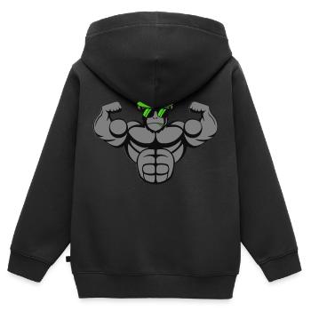 strong gorilla - Kinder Premium Organic Zip Hoodie - Schwarz - Hinten - AI Model Kid Male (0cm)