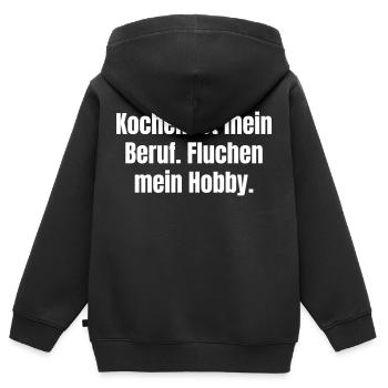 Kochen ist mein Beruf, Fluchen mein Hobby. - Kinder Premium Organic Zip Hoodie - Schwarz - Hinten - AI Model Kid Male (0cm)