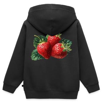 Fraise - Sweat Premium à capuche zippé enfant bio - noir - Dos - AI Model Kid Male (0cm)