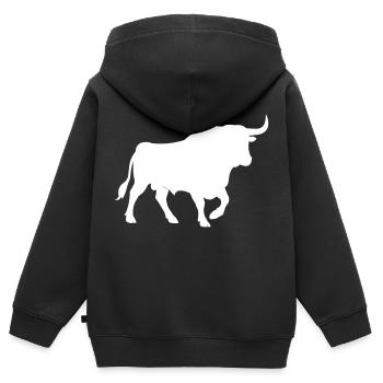 stier - Kinder Premium Organic Zip Hoodie - Schwarz - Hinten - AI Model Kid Male (0cm)