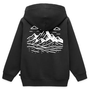 Paysage de montagne - Sweat Premium à capuche zippé enfant bio - noir - Dos - AI Model Kid Male (0cm)
