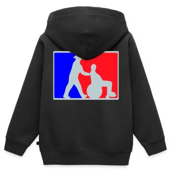 Altenpfleger schiebt Rollstuhl - Kinder Premium Organic Zip Hoodie - Schwarz - Hinten - AI Model Kid Male (0cm)