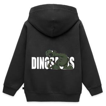 Drôle de dinosaure pour enfants Sticker Mug - Sweat Premium à capuche zippé enfant bio - noir - Dos - AI Model Kid Male (0cm)
