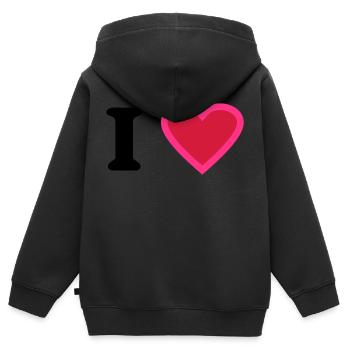 i love - Kinder Premium Organic Zip Hoodie - Schwarz - Hinten - AI Model Kid Male (0cm)