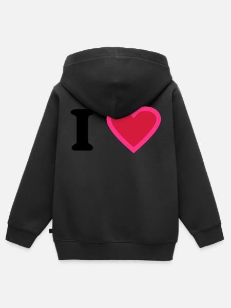 i love - Kinder Premium Organic Zip Hoodie - Schwarz