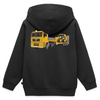 camion de transport chantier - Kinder Premium Organic Zip Hoodie - Schwarz - Hinten - AI Model Kid Male (0cm)