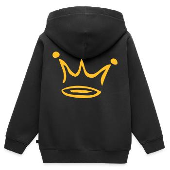 Krone - Kinder Premium Organic Zip Hoodie - Schwarz - Hinten - AI Model Kid Male (0cm)
