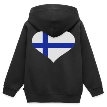 Finnland - Kinder Premium Organic Zip Hoodie - Schwarz - Hinten - AI Model Kid Male (0cm)