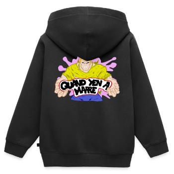 Quand yen a marre - Sweat Premium à capuche zippé enfant bio - noir - Dos - AI Model Kid Male (0cm)