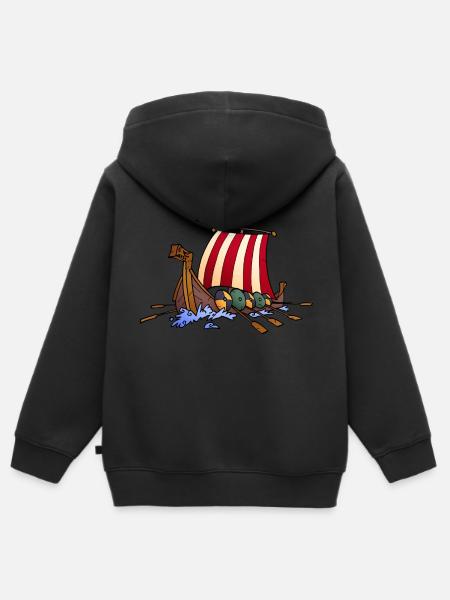 Wikingerschiff - Kinder Premium Organic Zip Hoodie - Schwarz