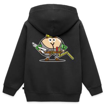 Assmex Baumeister - Kinder Premium Organic Zip Hoodie - Schwarz - Hinten - AI Model Kid Male (0cm)