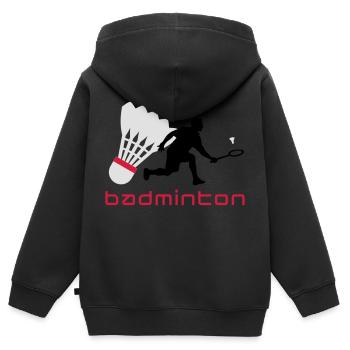 badminton_022011_y_3c - Kinder Premium Organic Zip Hoodie - Schwarz - Hinten - AI Model Kid Male (0cm)