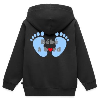 Bébé à bord - Sweat Premium à capuche zippé enfant bio - noir - Dos - AI Model Kid Male (0cm)