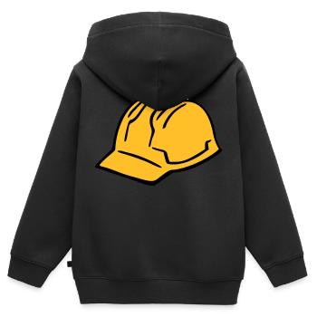 Bau Helm - Kinder Premium Organic Zip Hoodie - Schwarz - Hinten - AI Model Kid Male (0cm)
