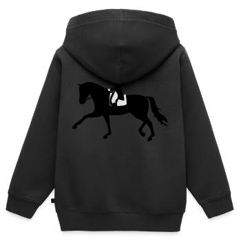 2541614 129634992 Dressurpferd - Kinder Premium Organic Zip Hoodie - Schwarz - Hinten - AI Model Kid Male (0cm)