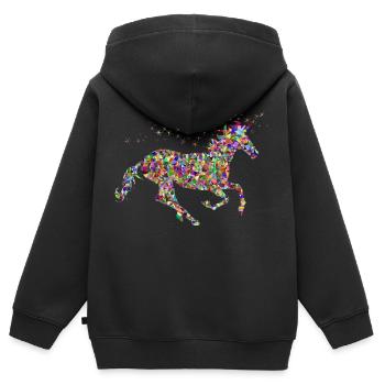 Rainbow Unicorn Sparkles - Kids Premium Organic Zip-up Hoodie - black - Back - AI Model Kid Male (0cm)
