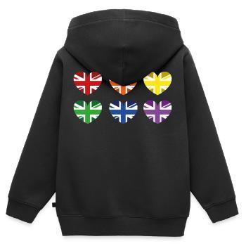UK RAINBOW FLAG - Kids Premium Organic Zip-up Hoodie - black - Back - AI Model Kid Male (0cm)