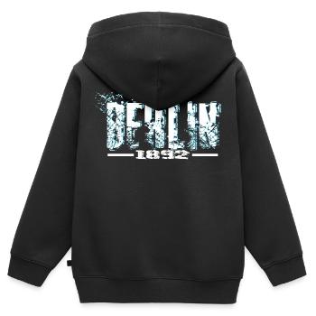 Berlin - Sweat Premium à capuche zippé enfant bio - noir - Dos - AI Model Kid Male (0cm)