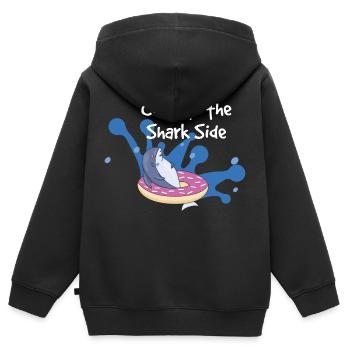 viens du côté des requins noirs - Sweat Premium à capuche zippé enfant bio - noir - Dos - AI Model Kid Male (0cm)