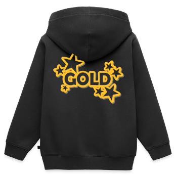 Sticker Gold - Kinder Premium Organic Zip Hoodie - Schwarz - Hinten - AI Model Kid Male (0cm)