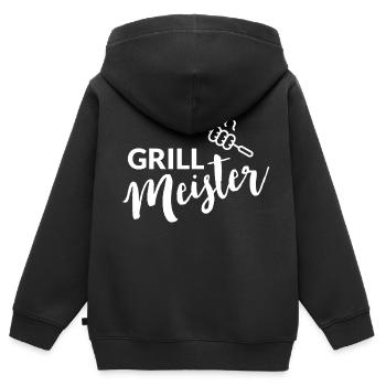 Grillmeister mit Grillzange - Kinder Premium Organic Zip Hoodie - Schwarz - Hinten - AI Model Kid Male (0cm)