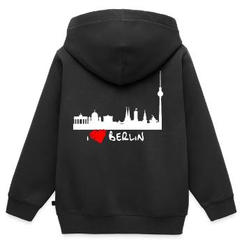 I love Berlin - Kinder Premium Organic Zip Hoodie - Schwarz - Hinten - AI Model Kid Male (0cm)