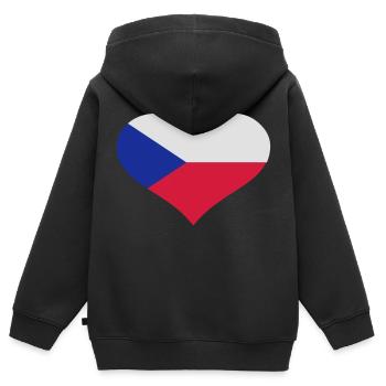 République tchèque - Sweat Premium à capuche zippé enfant bio - noir - Dos - AI Model Kid Male (0cm)