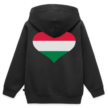 Ungarn - Kinder Premium Organic Zip Hoodie - Schwarz - Hinten - AI Model Kid Male (0cm)