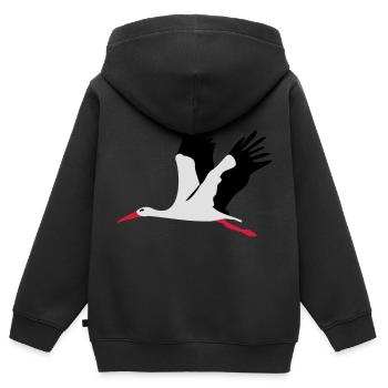 Storch - Kinder Premium Organic Zip Hoodie - Schwarz - Hinten - AI Model Kid Male (0cm)