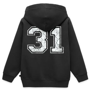 31 in white in the used look - Sweat Premium à capuche zippé enfant bio - noir - Dos - AI Model Kid Male (0cm)