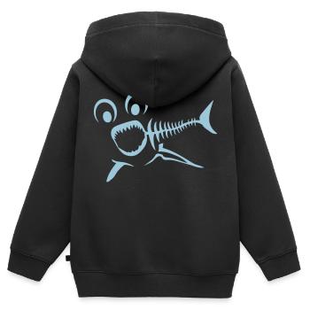 Fisch Fisch Knochenkamm Fischgräte Erfor - Kinder Premium Organic Zip Hoodie - Schwarz - Hinten - AI Model Kid Male (0cm)