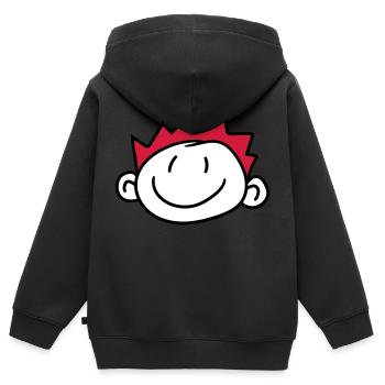 visage tête enfant peint gribouillage bande dessin animé june - Sweat Premium à capuche zippé enfant bio - noir - Dos - AI Model Kid Male (0cm)