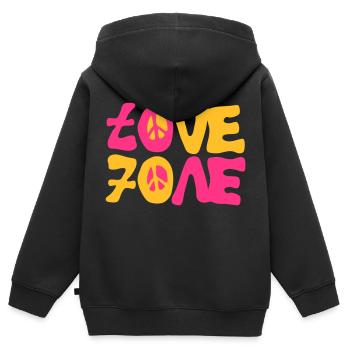 lieben Friedens siebziger 70 - Kinder Premium Organic Zip Hoodie - Schwarz - Hinten - AI Model Kid Male (0cm)