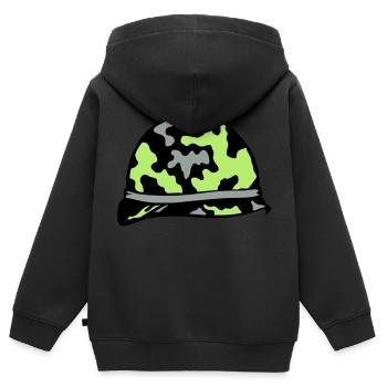 militärischen Helm militärischen Helm 2 - Kinder Premium Organic Zip Hoodie - Schwarz - Hinten - AI Model Kid Male (0cm)