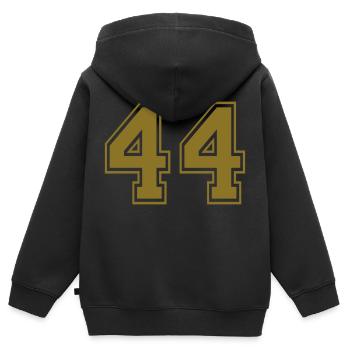 44 - Nummer - Kinder Premium Organic Zip Hoodie - Schwarz - Hinten - AI Model Kid Male (0cm)