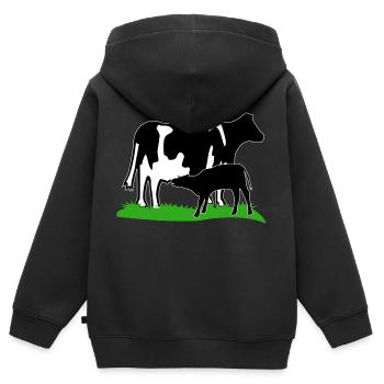 kuh und kalb schwarz - Kinder Premium Organic Zip Hoodie - Schwarz - Hinten - AI Model Kid Male (0cm)